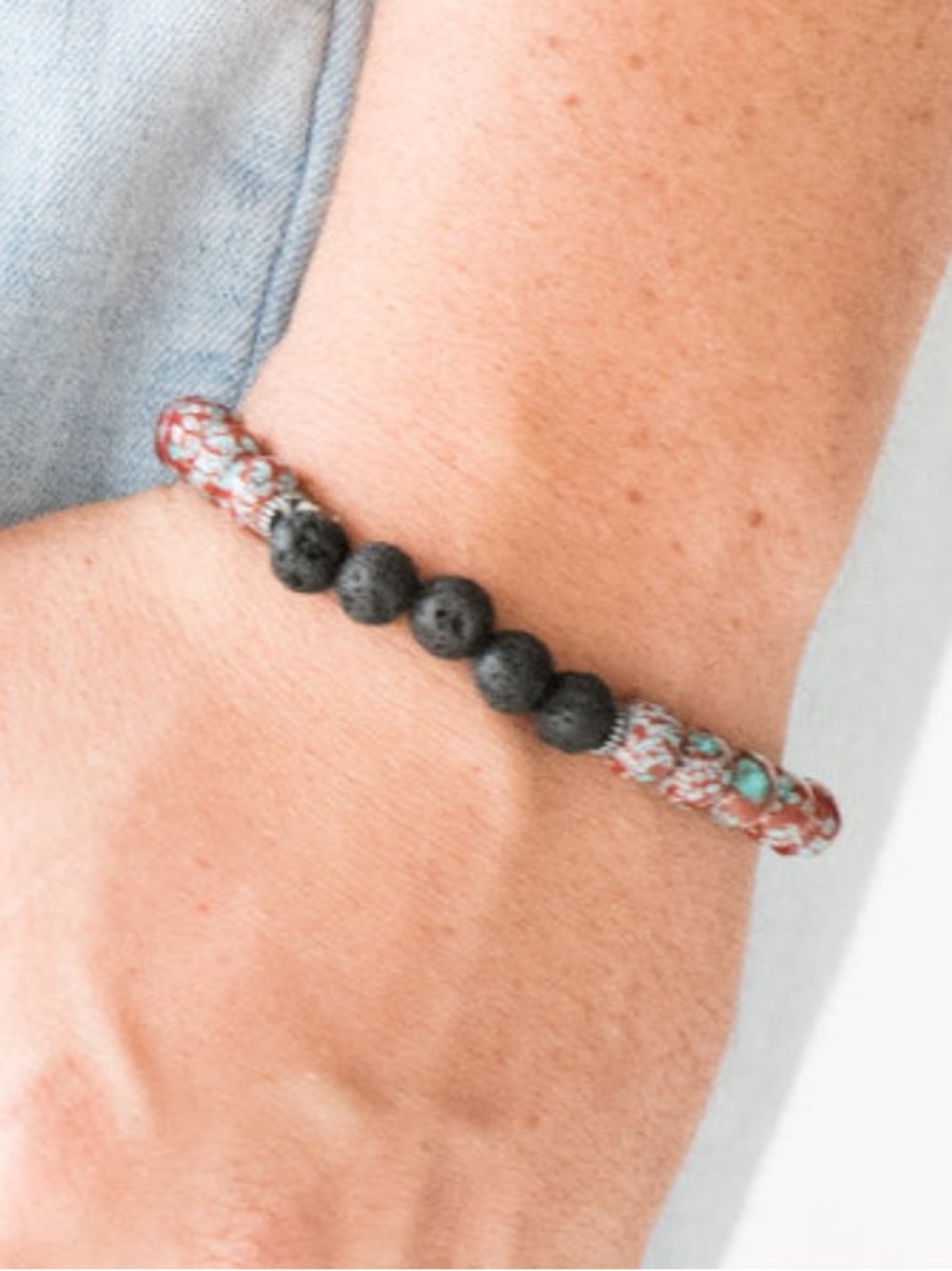Multi Beaded Lava Stone Bracelet